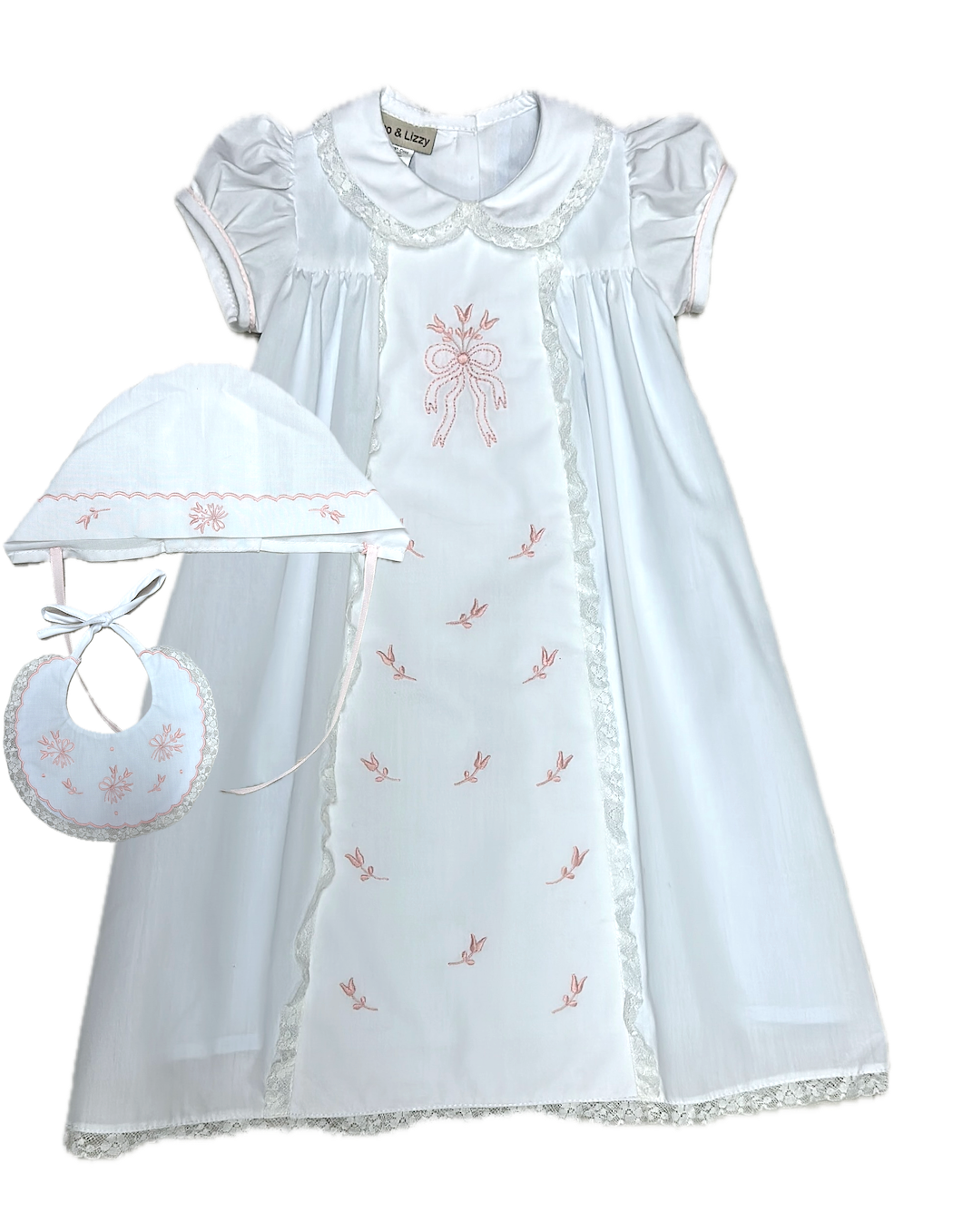 Heirloom baby girls daygowns set( bib and hat): NB