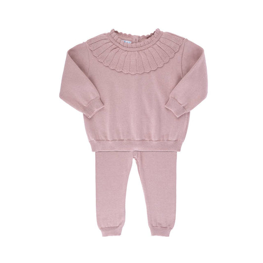 Baby & Toddler Girls Scalloped Collar Knit Set: Mauve