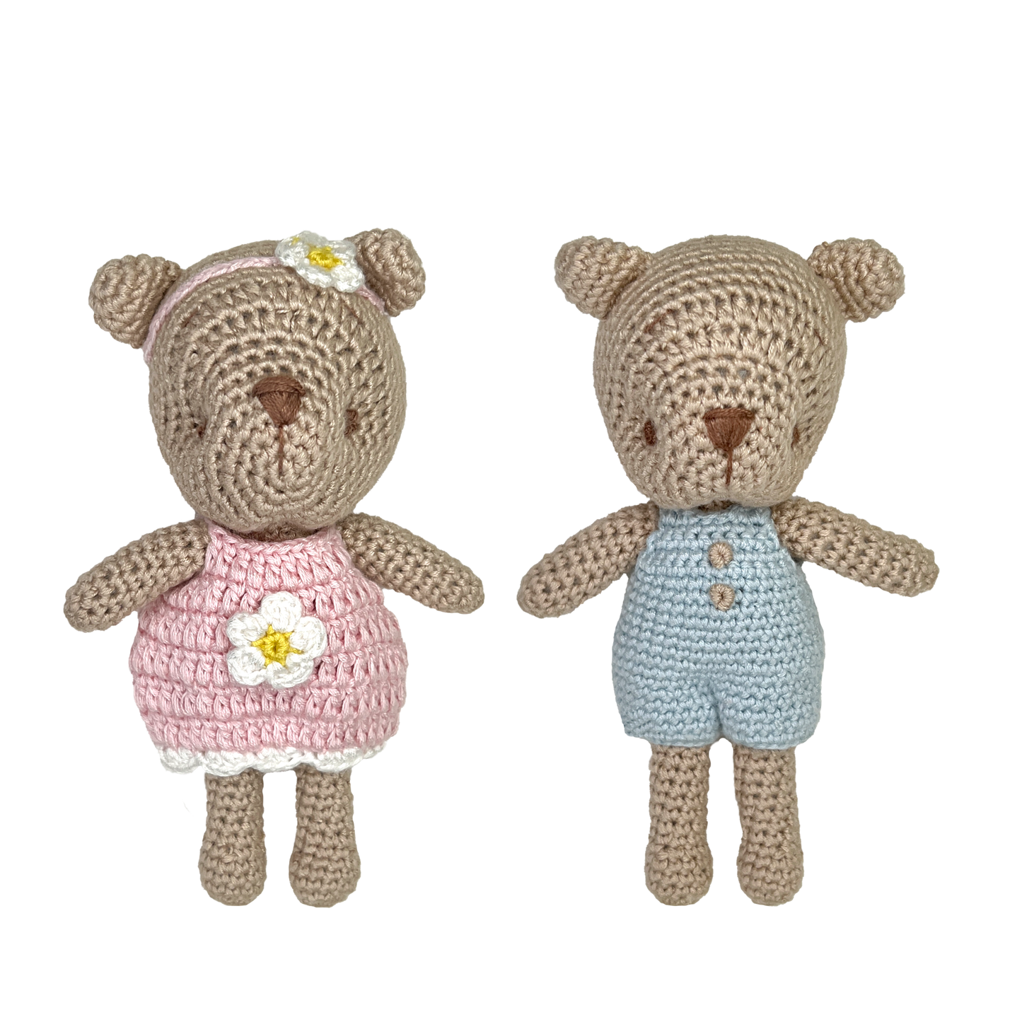 Bear Bamboo Crochet Rattle - Blue 5" Rattle