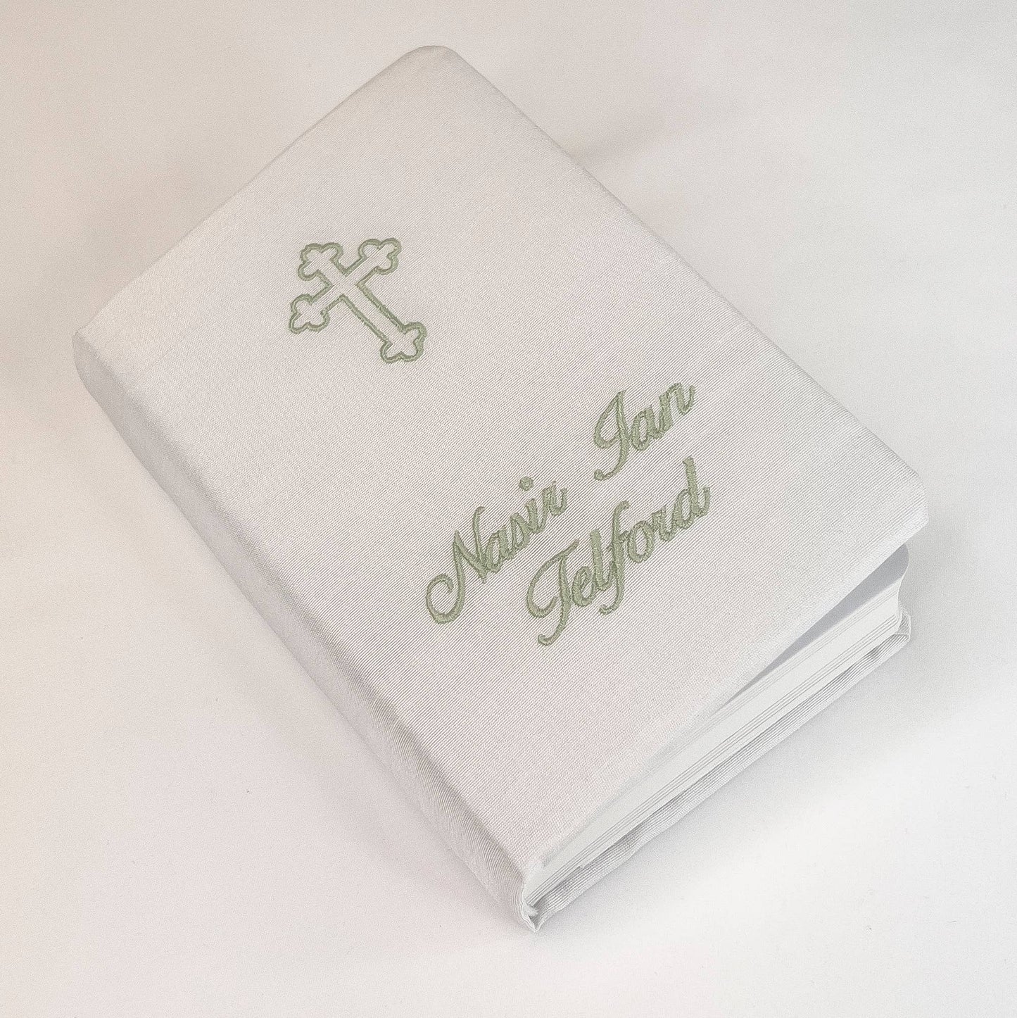 Children’s Bible In Shantung With Cross, Light Beige