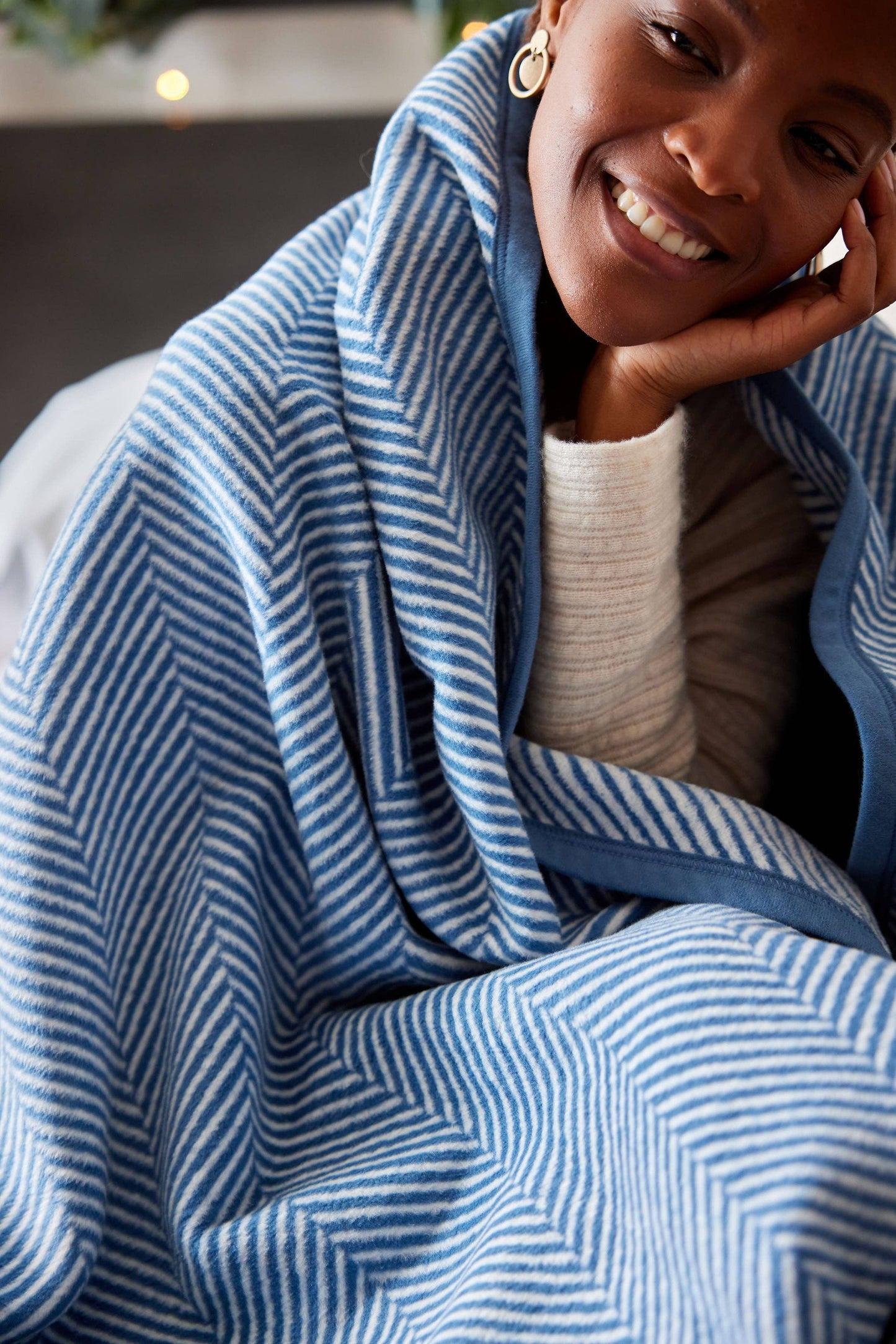 Harborview Herringbone Cornflower Blanket: Original Chappy Wrap