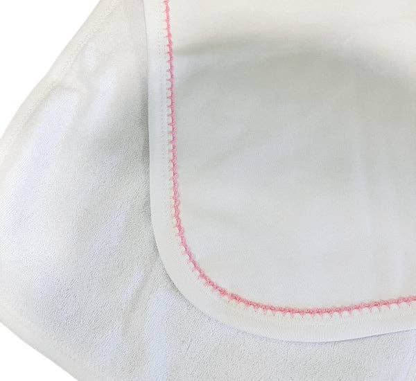 Burp Cloth - Picot Trim: Terry Cloth / (New White)White with Pink trim