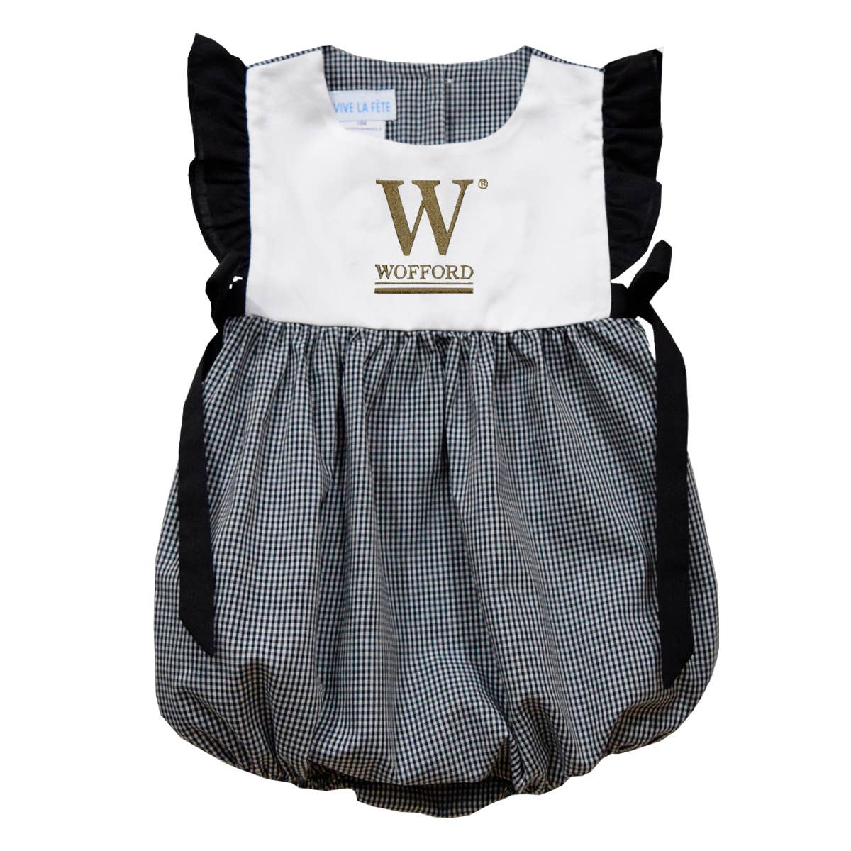 Wofford Terriers Embroidered Black Gingham Girls Bubble: 24M