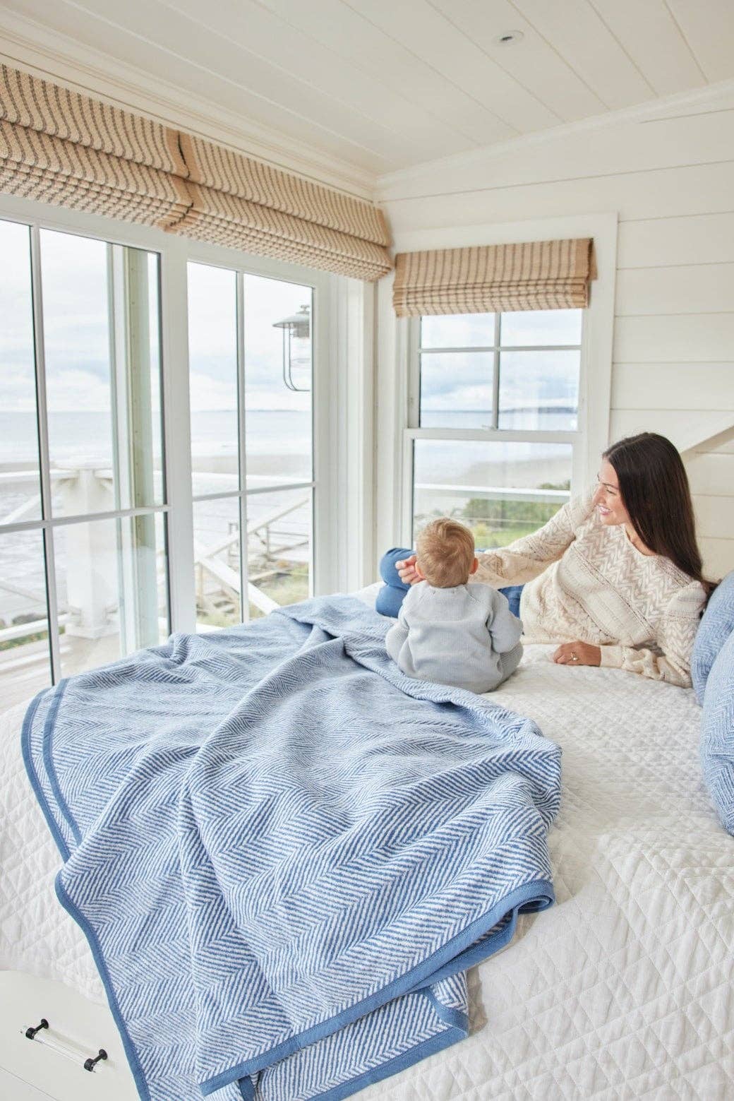 Harborview Herringbone Cornflower Blanket: Original Chappy Wrap
