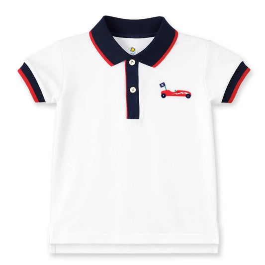 Knit Short Sleeve Polo with Derby Car