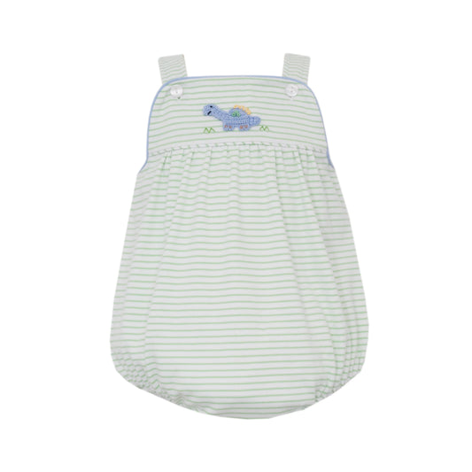 Dinos- Green Knit Stripe Boy's Strap Bubble