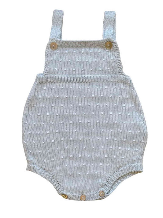Dot Sunsuit- Light Blue with White