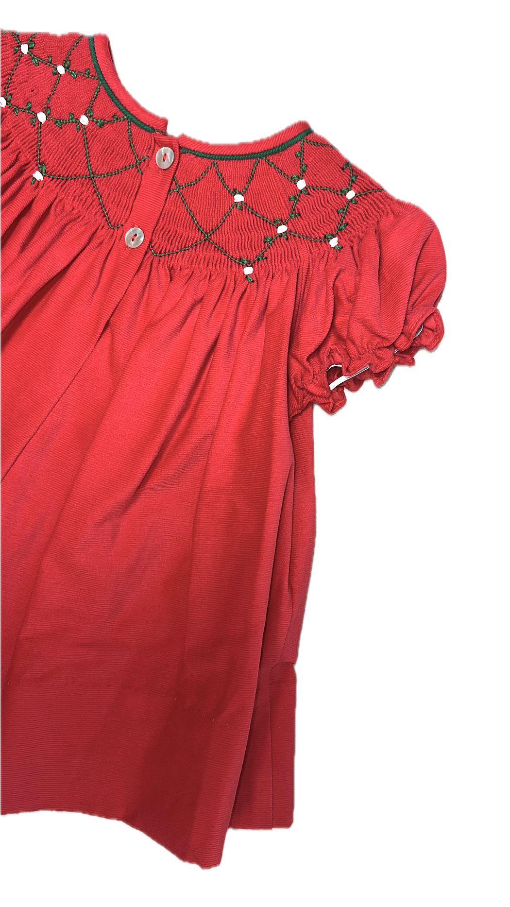 Red Corduroy Smocked Bishop Christmas Classic