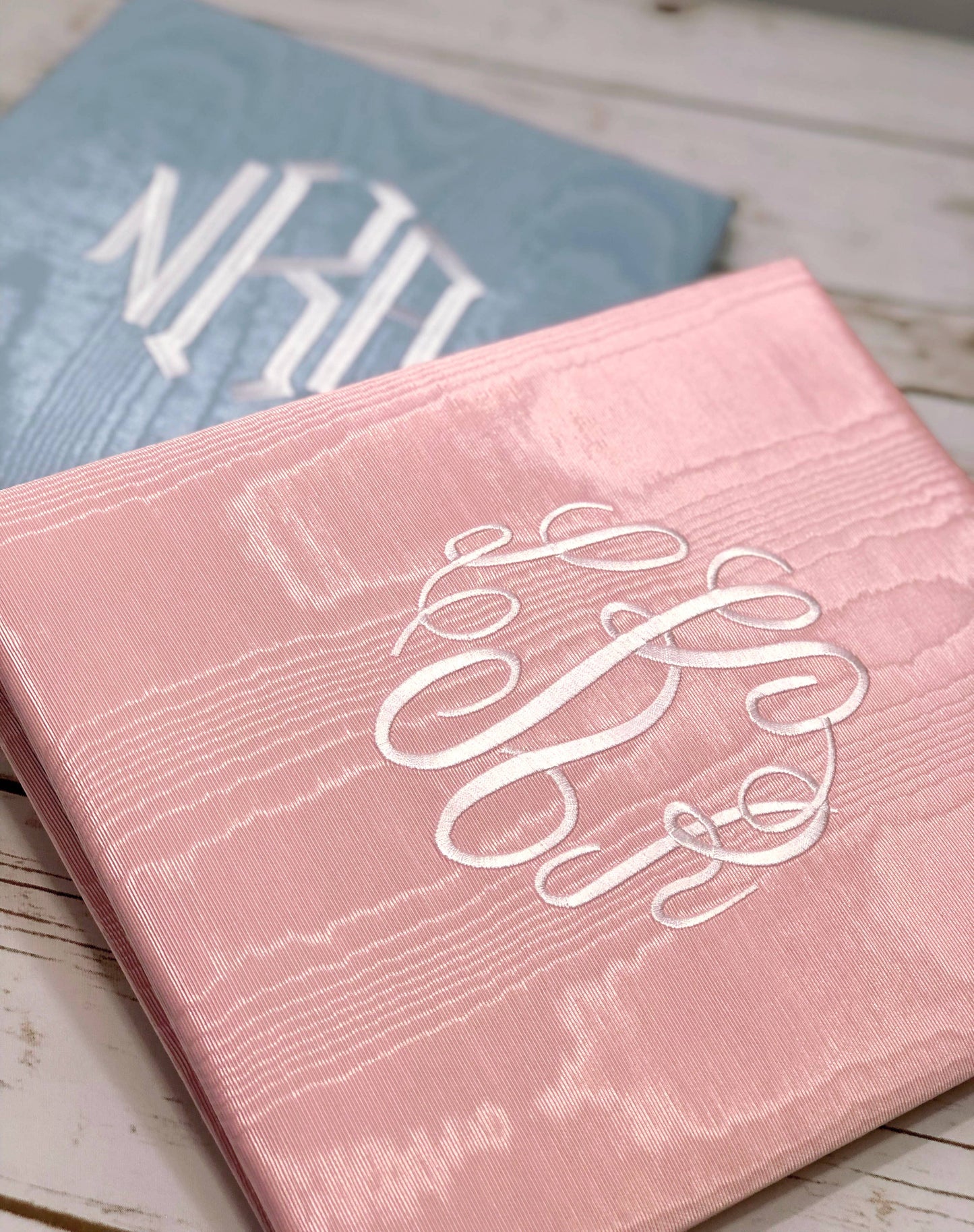 Baby Memory Book- Plain Moiré: Baby Blue