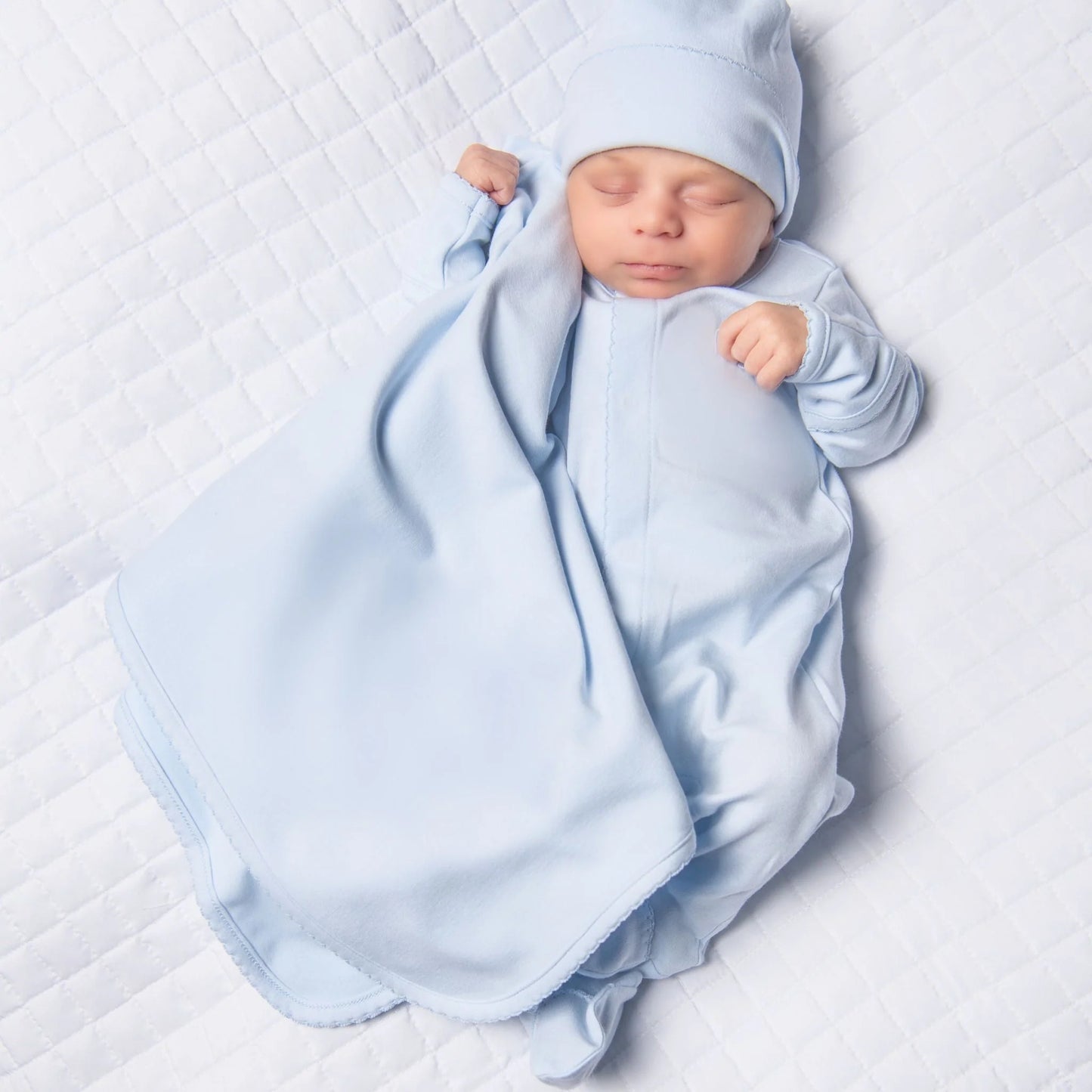 Essentials Solid Blue Receiving Blanket OS