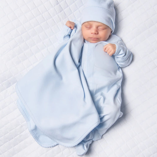 Essentials Solid Blue Receiving Blanket OS