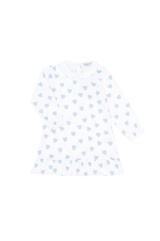 Blue Heart Print Long Sleeve Playtime: Blue