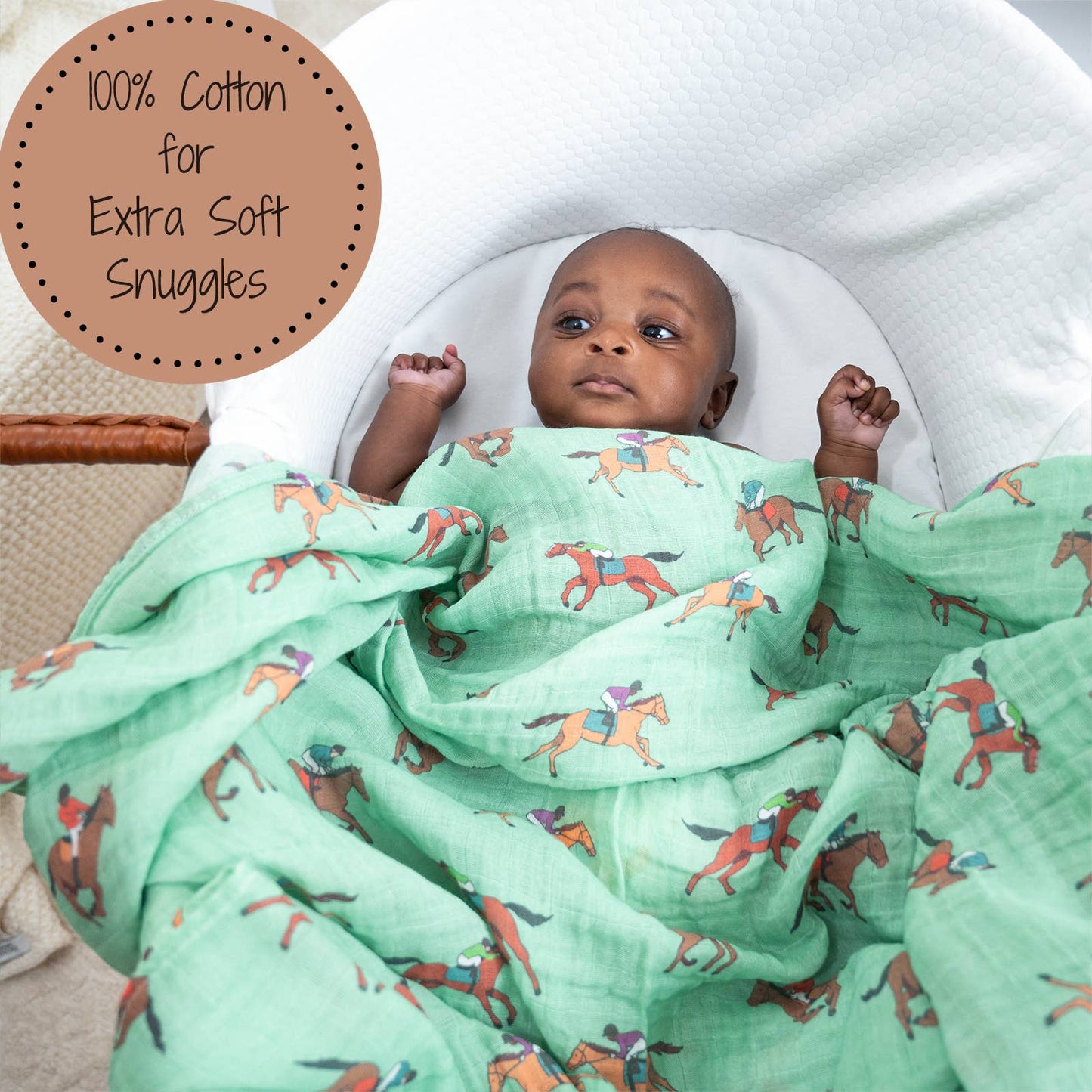 Derby Days Horse Racing Theme Baby Swaddle Blanket