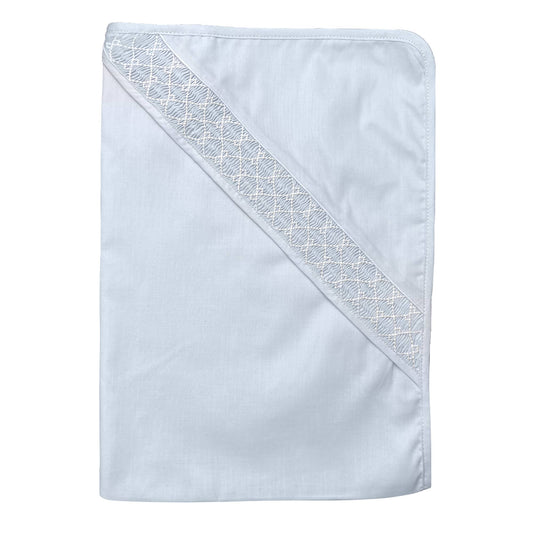 Neutral Smocked Blanket: Blue