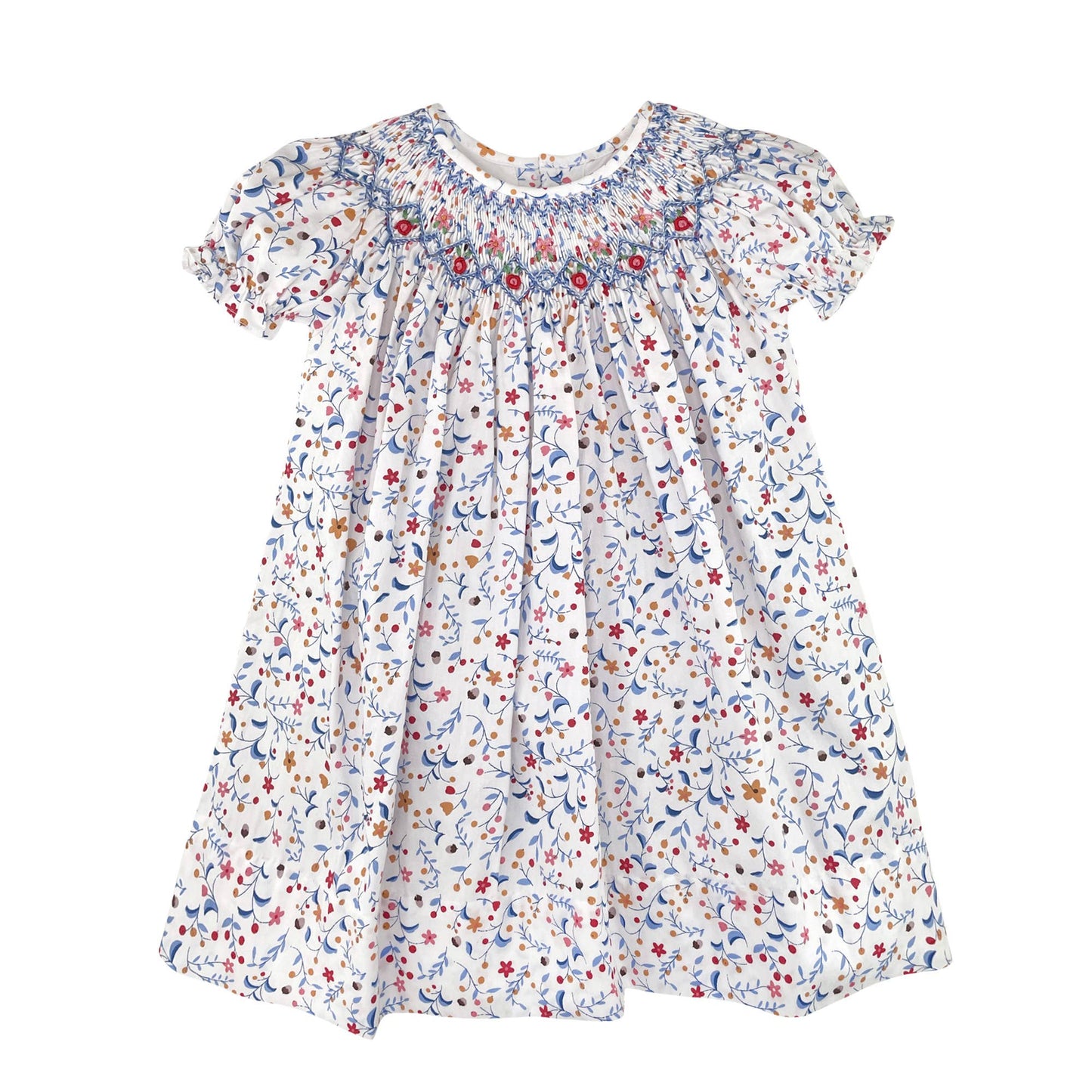 Fall Floral Dress with Hand Smocking: 6 Months