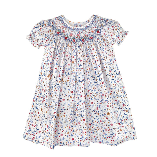 Fall Floral Dress with Hand Smocking: 6 Months