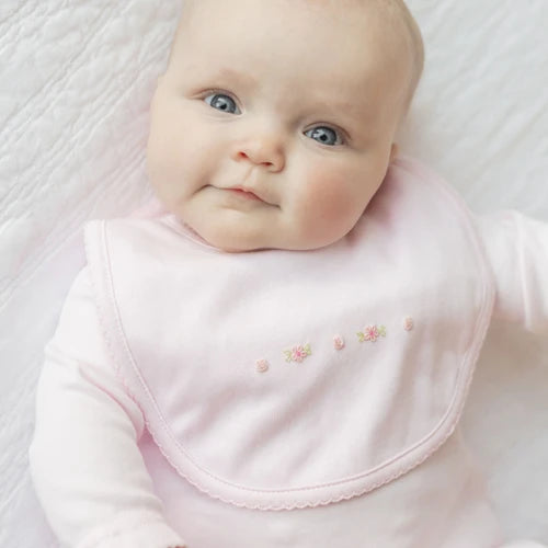 Smocked Flower Bib- Pink