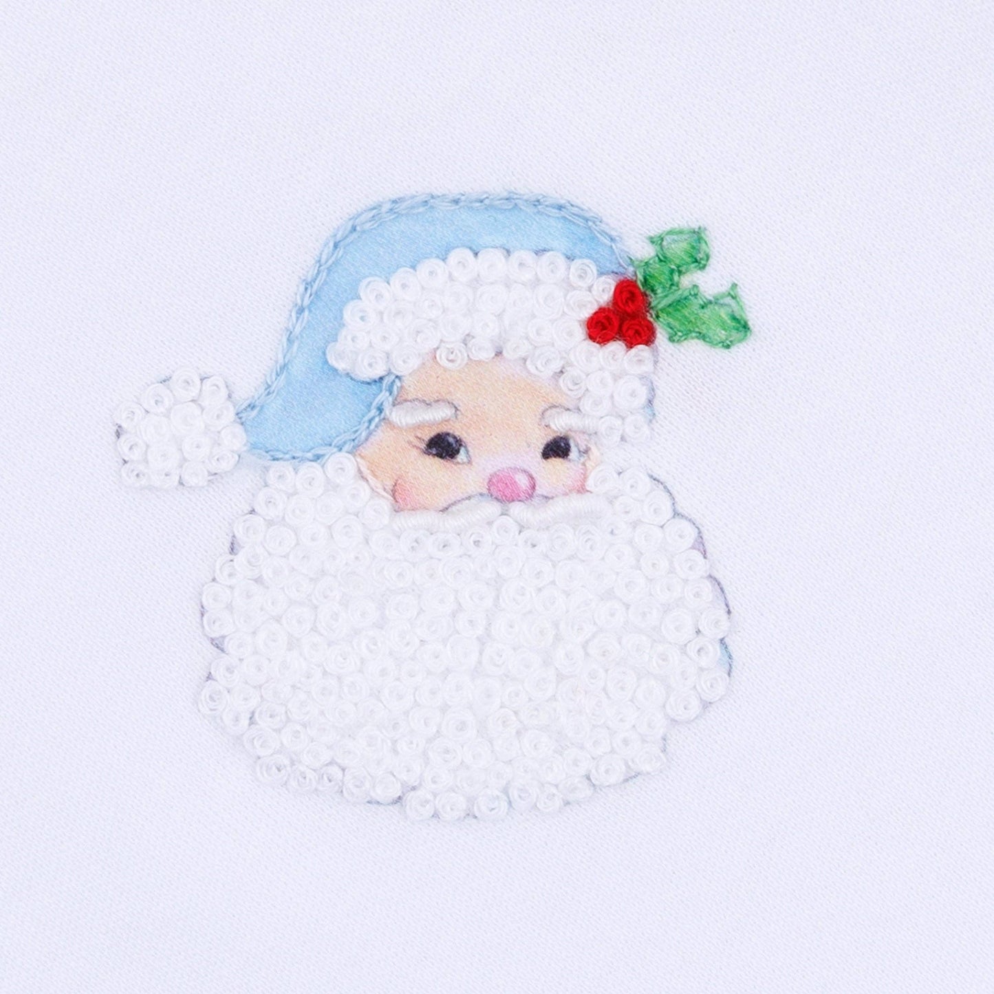 Santa Baby Embroidered Baby's First Christmas Footie - Light Blue