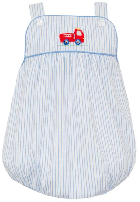 Firetruck- Lt.Blue Knit Stripe Boy's Strap Bubble