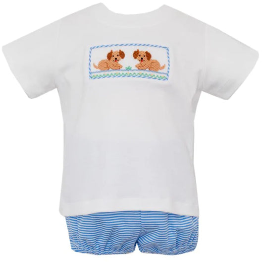 Garden Puppies Boy's - Periblue Knit Stripe Boy's White T-Shirt Set w/ Diaper
