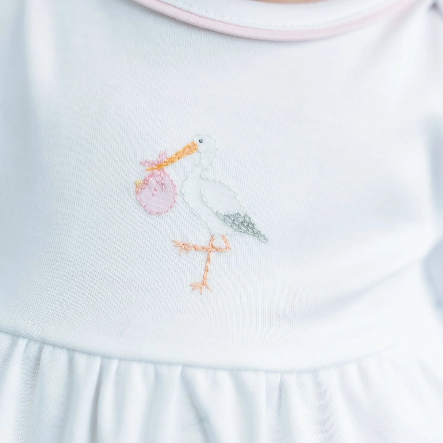 Vintage Stork Gathered Gown - Pink