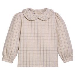 Ruffled Peter Pan Blouse- Durham Windowpane