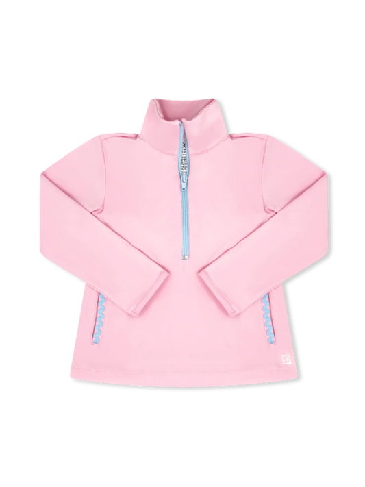 Heather Half Zip- Cotton Candy Pink with Cotton Candy Blue