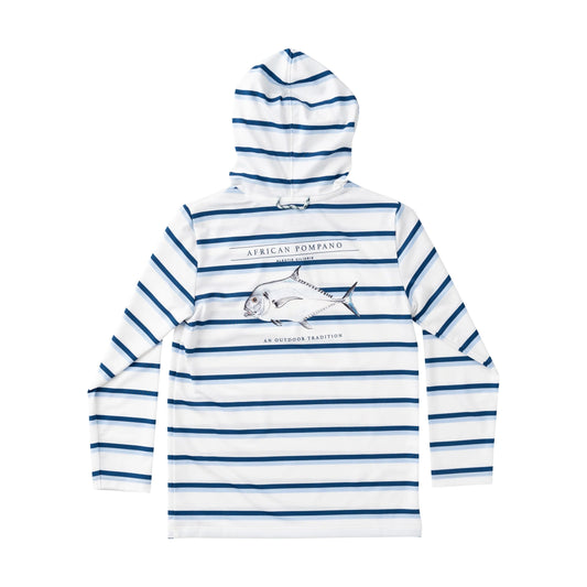 Kids Pro Performance Hoodie T- shirt- Windsurfer, Navy Peony Stripe