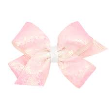 Medium Girls Glitter Overlay Bow - Pink