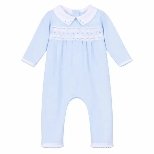 Landry Smocked Playsuit - Light Blue