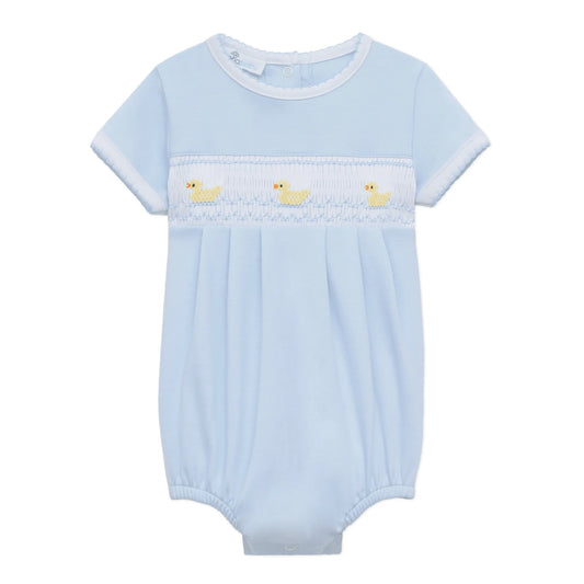 Little Ducklings Classics Smocked Bubble - Light Blue