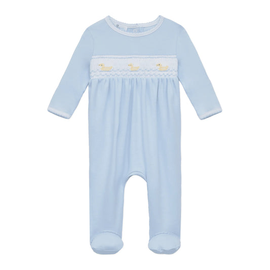 Little Ducklings Classics Smocked Footie - Light Blue