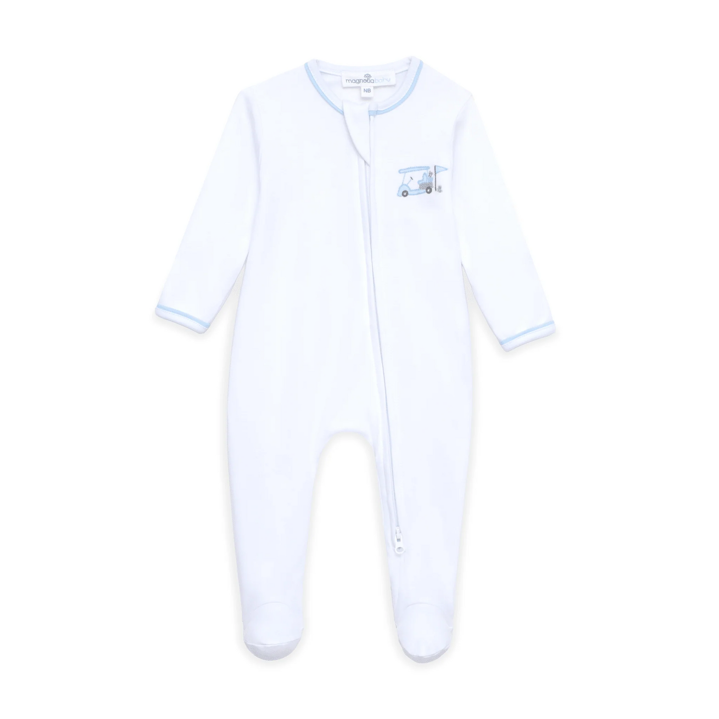 Little Golfer Zip Footie, Light Blue