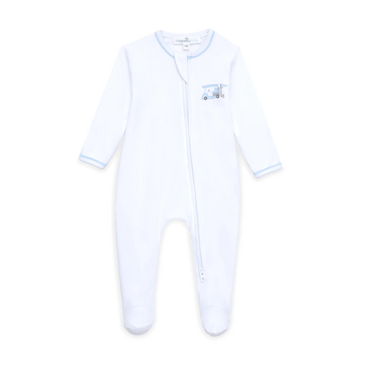Little Golfer Zip Footie, Light Blue