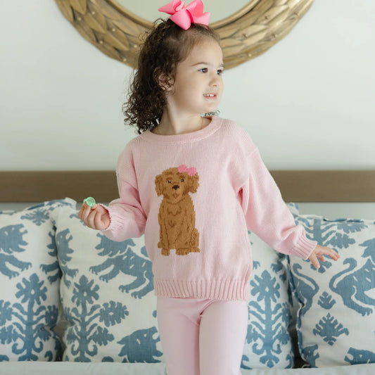 Crew Neck Sweater-Doodle On Pink
