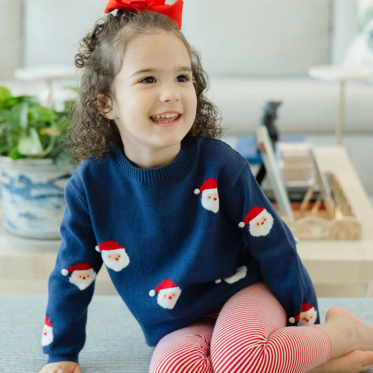 Crew Neck Sweater-Santa Print