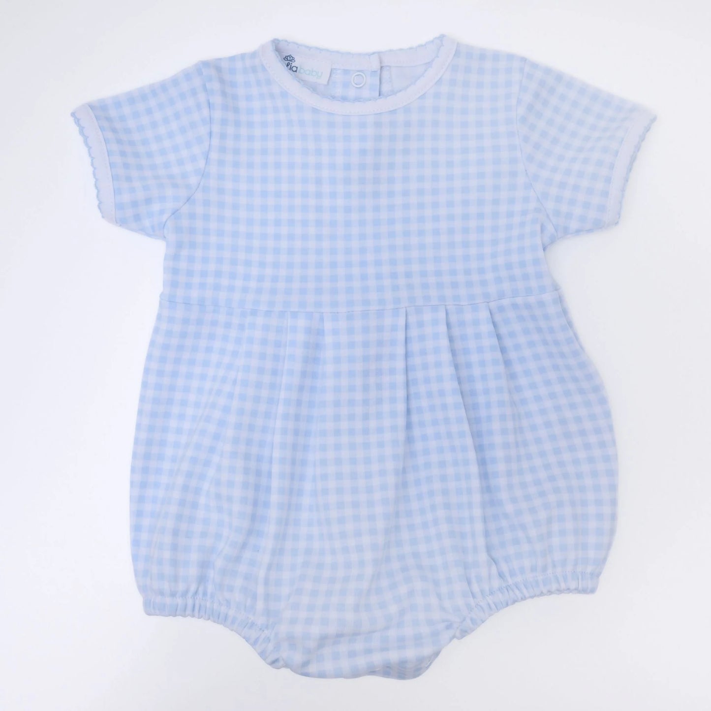 Mini checks short sleeve boy bubble-light blue