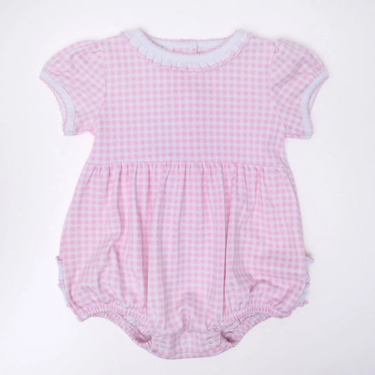 Mini Checks Short Sleeve Bubble-Pink