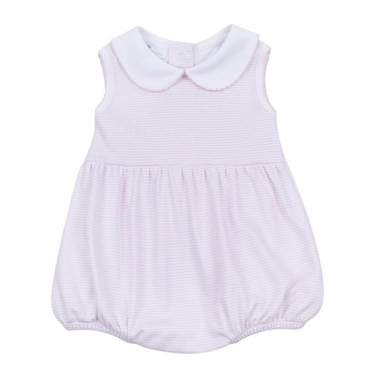 Mini Stripes Collared Sleeveless Bubble - Pink