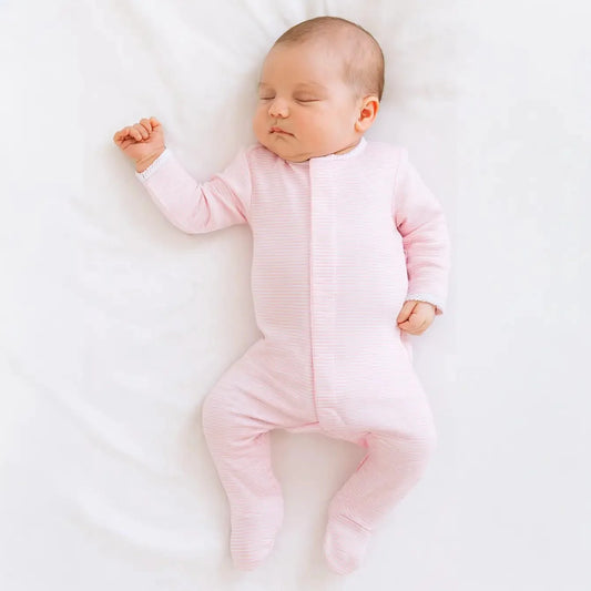 Mini Stripes Footie-Pink