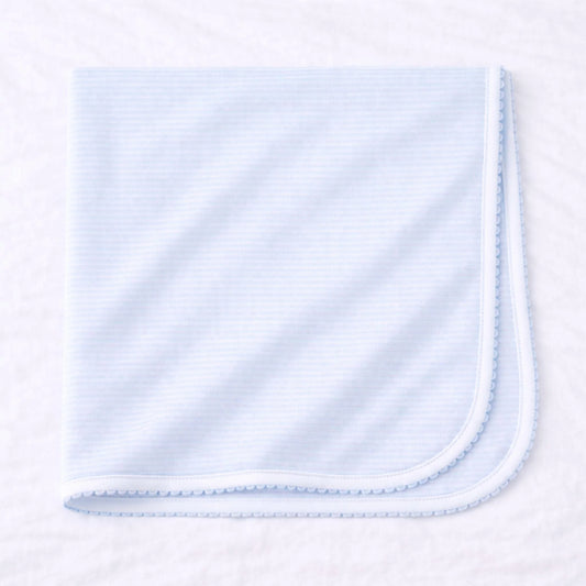 Mini stripe receiving blanket- light blue
