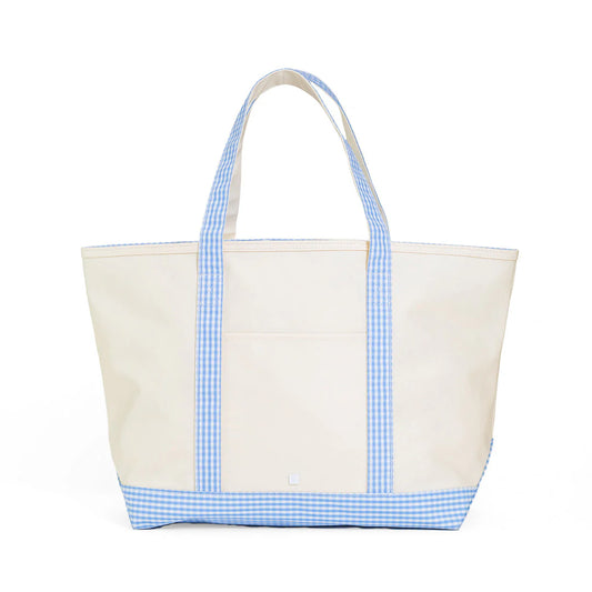 Maxi Tote-Coated Canvas Natural With Sky Trim