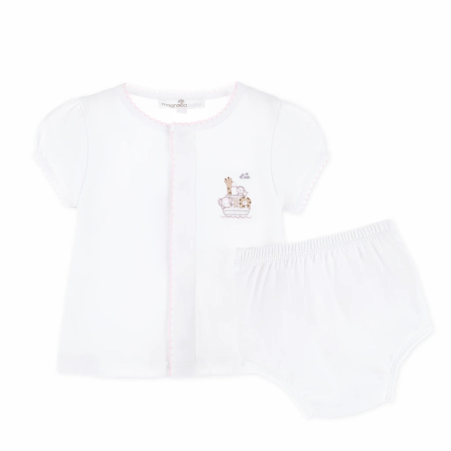 Noah's Ark Ruffle Diaper Cover Set - Pink