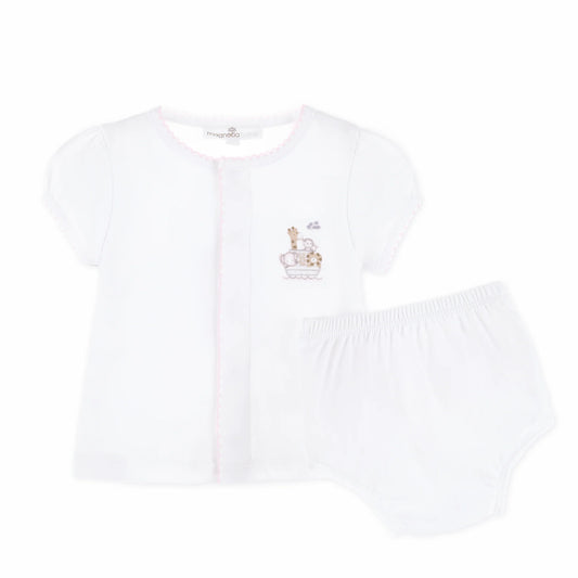 Noah's Ark Ruffle Diaper Cover Set - Pink
