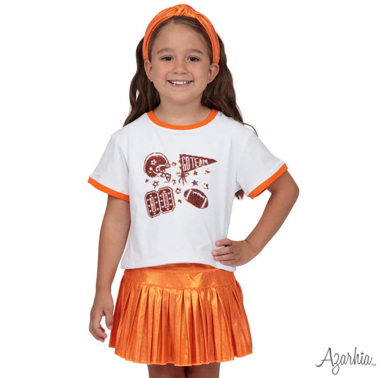 Sequin Football Elements Boxy T - Orange