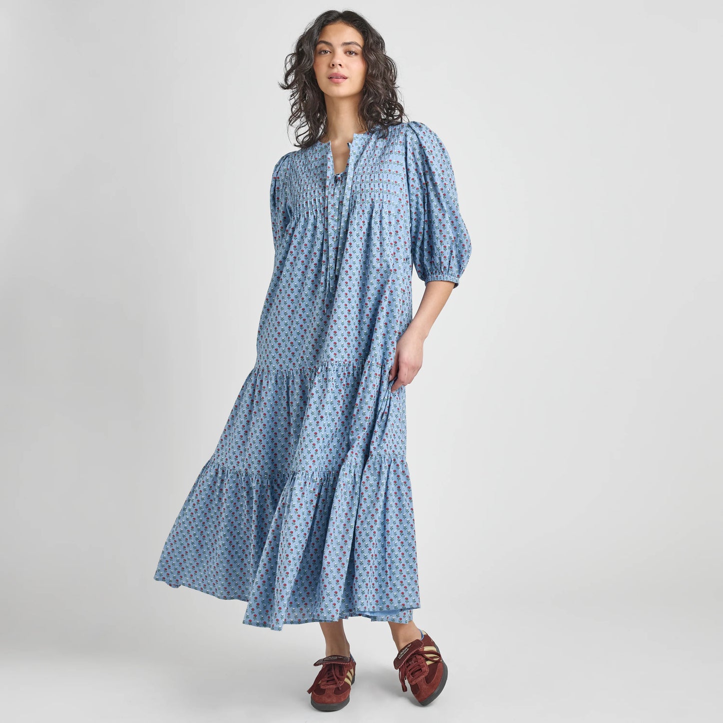 Pintuck Indira Dress- Light Blue Carnation