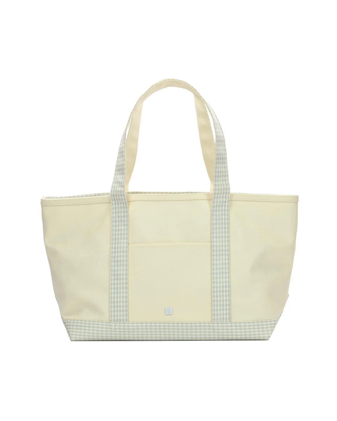 Medium Tote - Coated Canvas Natural with Gingham Pearl Grey Trim