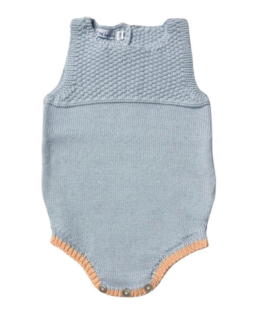 Sleeveless Pebble Stitch Bubble- Light Blue with Tangerine