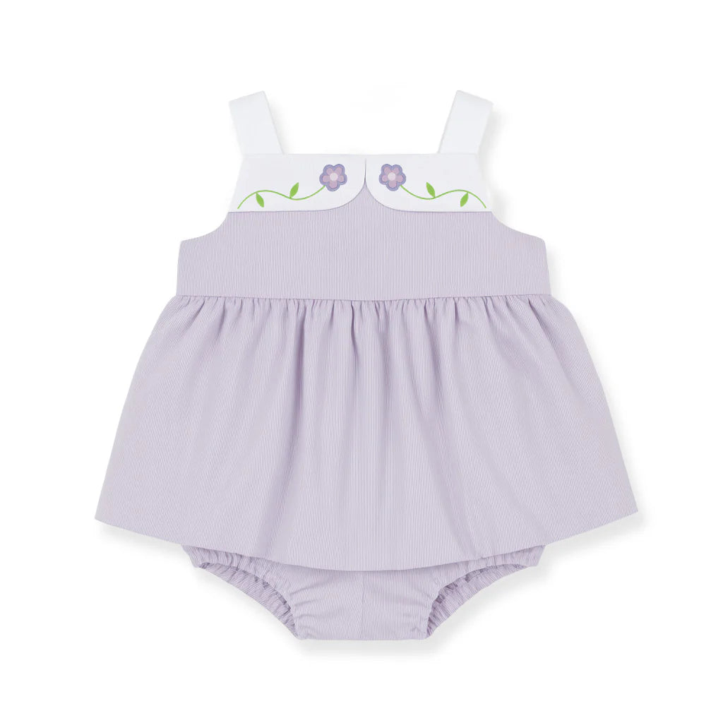 Pincord Romper with Flowers