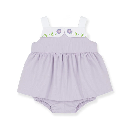 Pincord Romper with Flowers